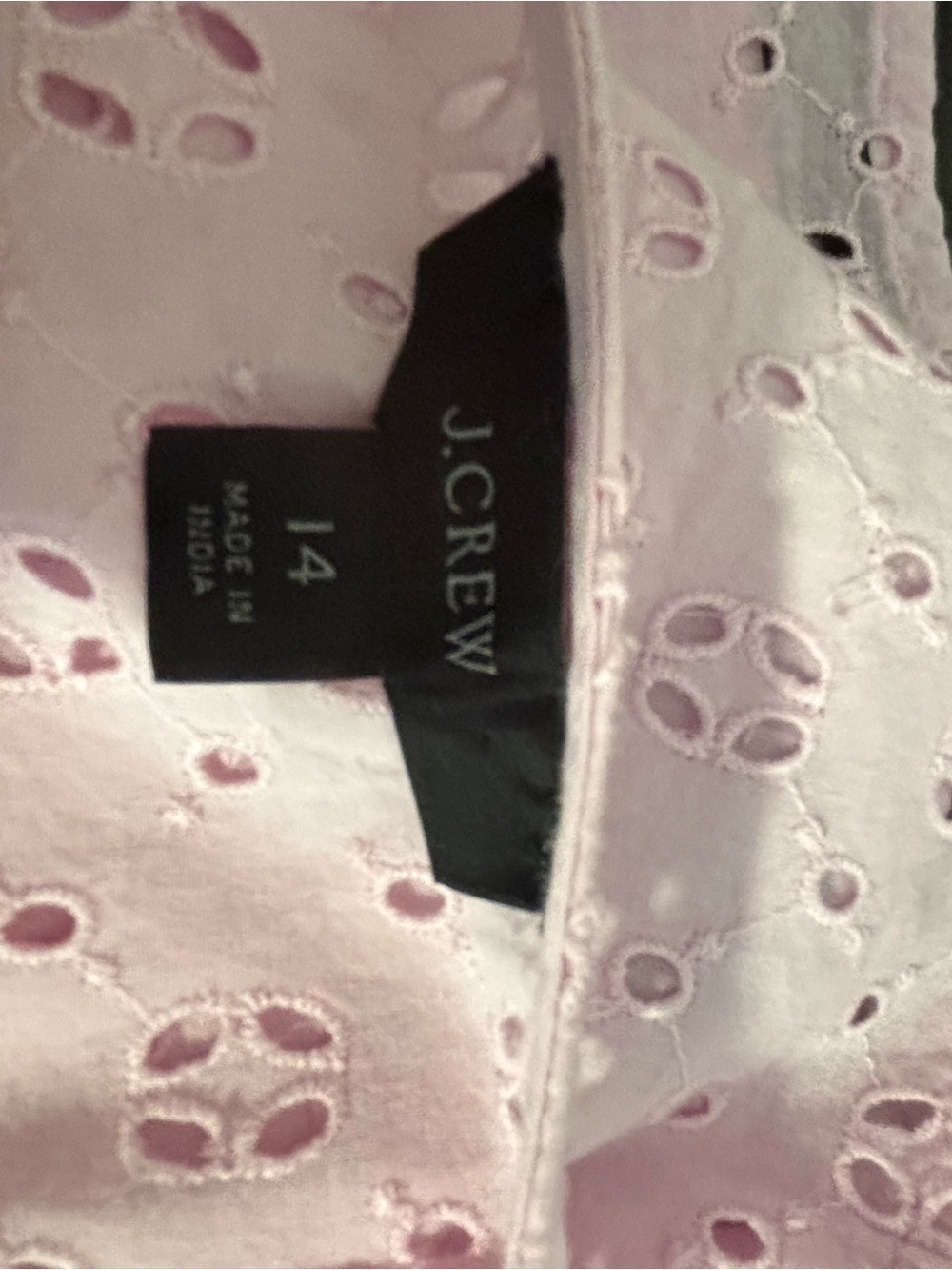 J. Crew Pink puff sleeve eyelet mini dress size 14 100%Cotton - Picture 8 of 9